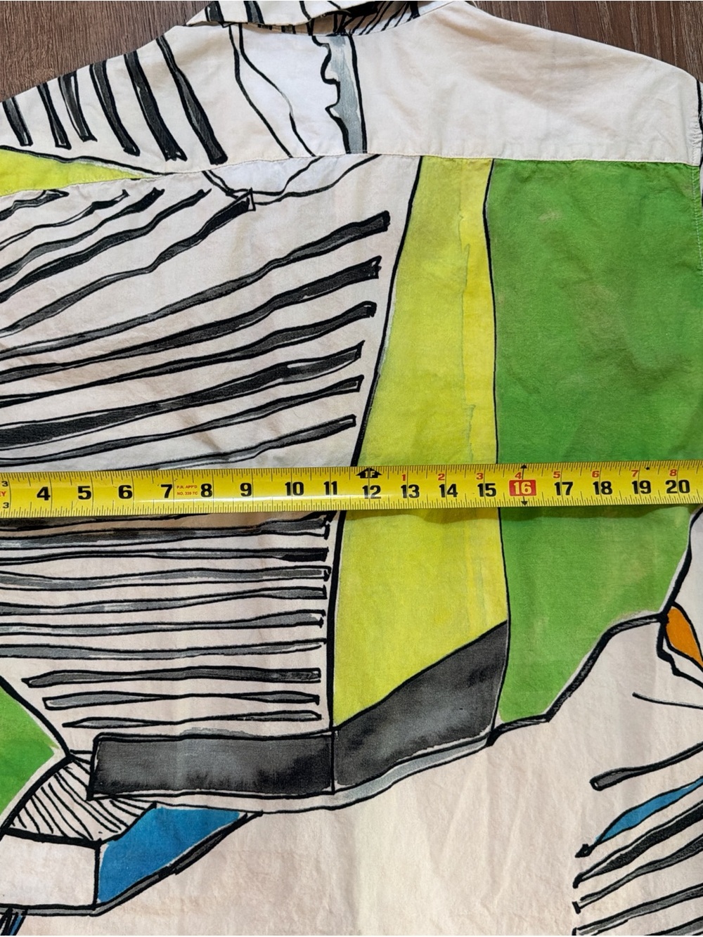 Zara Men’s Short-Sleeve Abstract Button-Down Shirt in White, Lime, Blue & Black - Picture 4 of 5